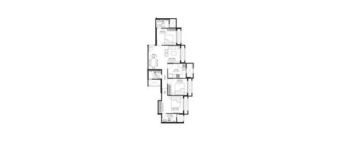 Hiranandani Obelia Ghodbunder Road - Floor plan 3 BHK 957 Sq.ft