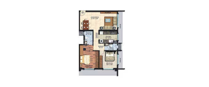 Spenta Alta Vista Chembur - Floor plan 2 BHK 537 Sq.ft