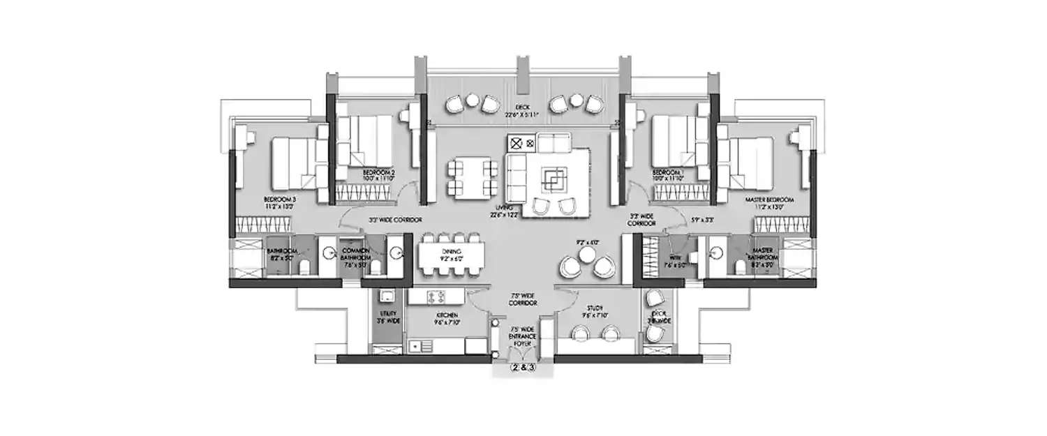 Floor plan for 4 BHK