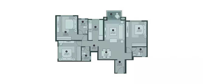 Hiranandani Octavius Egattur - Floor plan 3 BHK 1508 Sq.ft