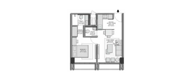 Transcon Passcode All Stars Andheri - Floor plan 1 BHK 376 Sq.ft