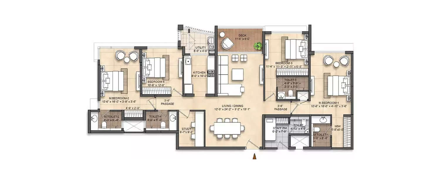 Floor plan for 4 BHK