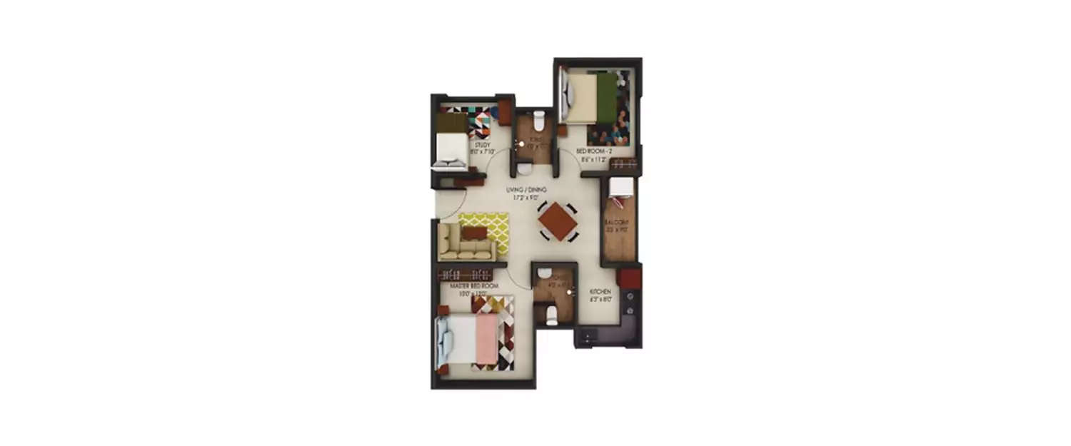 Floor plan for 2 BHK