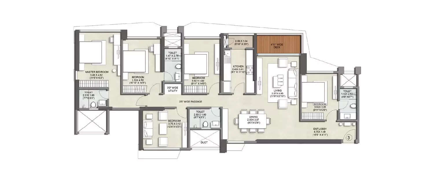 Floor plan for 4.5 BHK