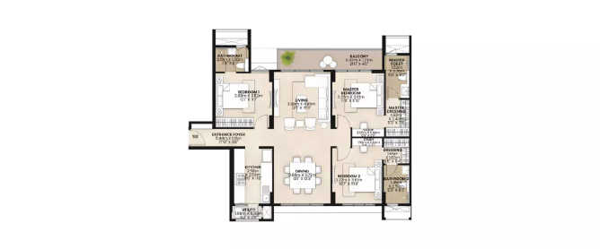Mahindra Vicino Andheri - Floor plan 3 BHK 1322 Sq.ft