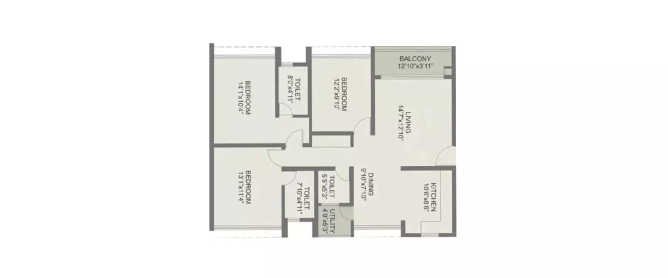 Rohan Iksha Bhoganhalli - Floor plan 3 BHK 1052 Sq.ft