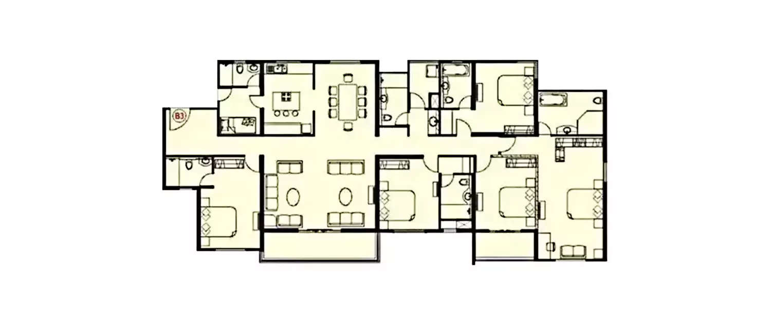 Floor plan for 5 BHK