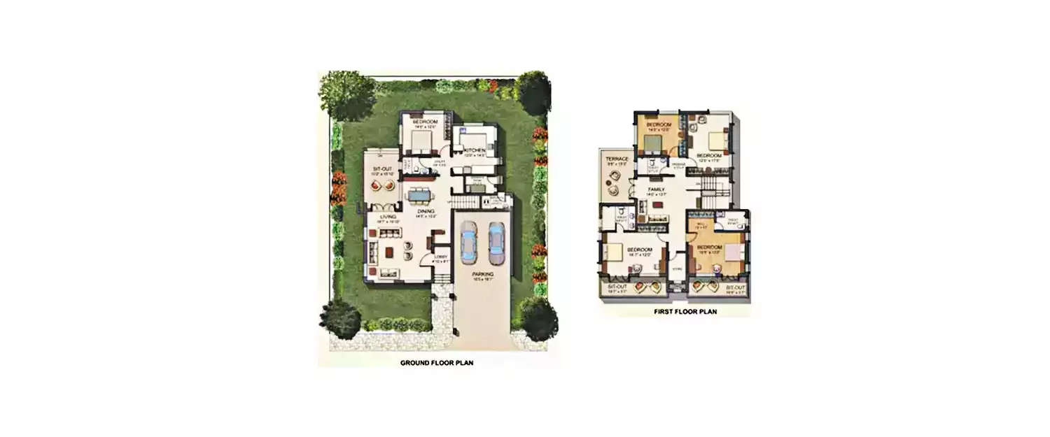 Floor plan for 5 BHK