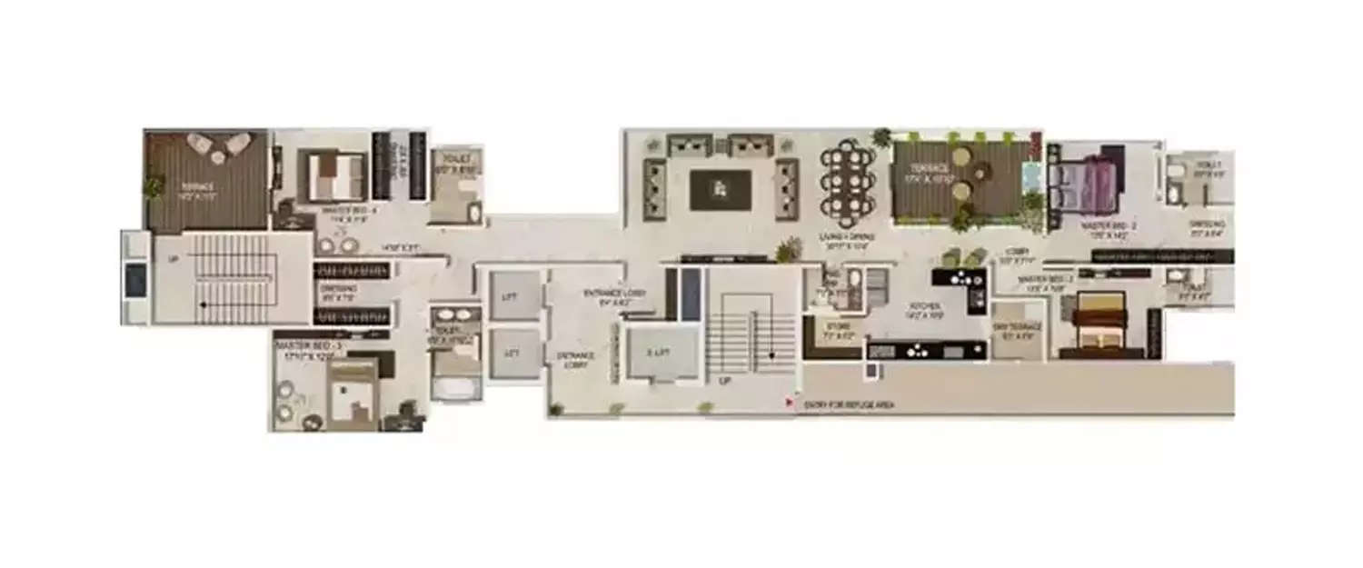 Floor plan for 4 BHK