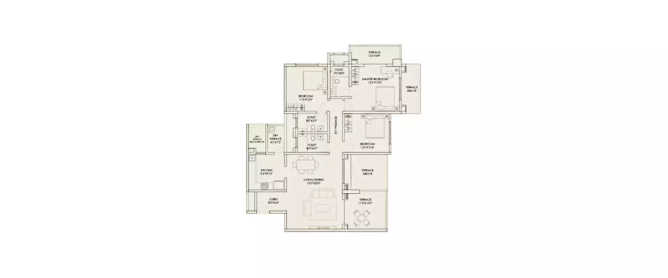 Kolte Patil 24K Sereno Baner - Floor plan 3 BHK 1237 Sq.ft