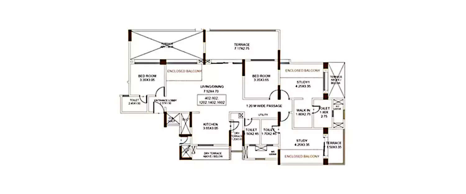 Floor plan for 4 BHK