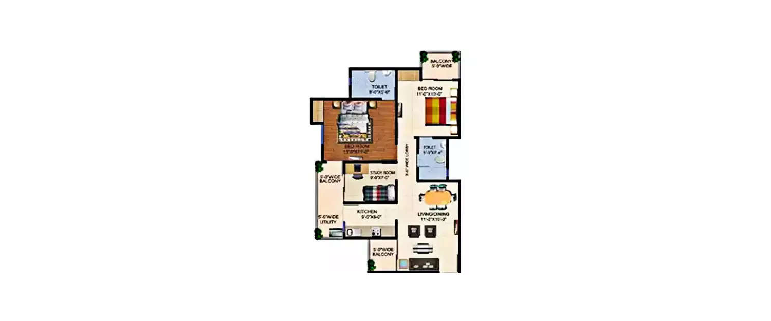 Floor plan for 2.5 BHK