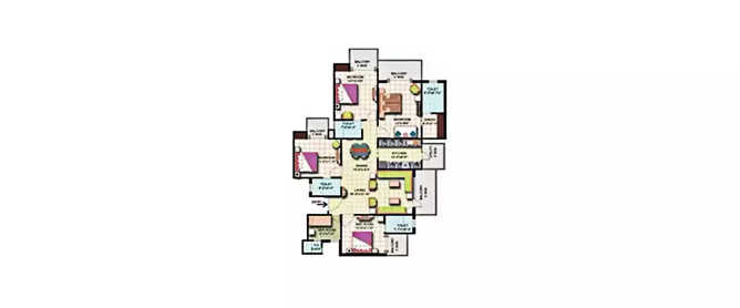 Amrapali Silicon City Sector 76 - Floor plan 4 BHK 2410 Sq.ft