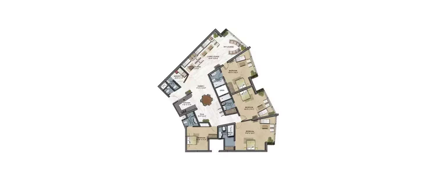 Floor plan for 4 BHK
