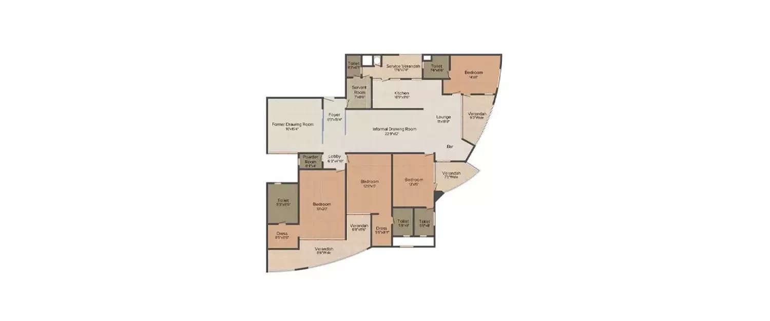 Floor plan for 4 BHK