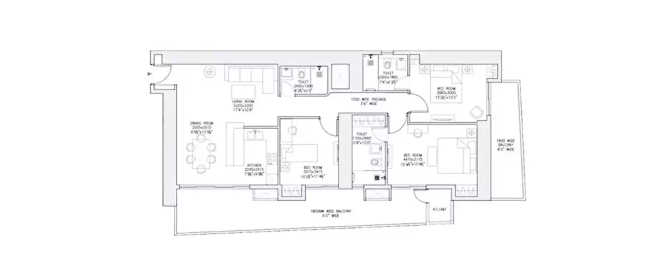 Supertech Supernova Sector 94 - Floor plan 3 BHK 1088 Sq.ft