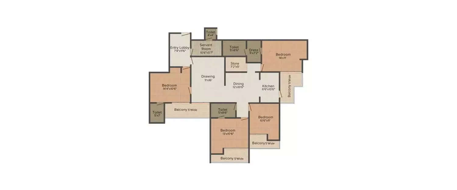 Floor plan for 4 BHK