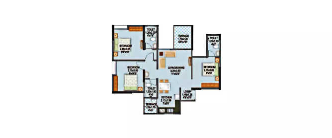 Mantra 7 Hills Kirkatwadi - Floor plan 3 BHK 581 Sq.ft