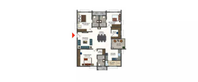 Ramky One Odyssey Kokapet - Floor plan 3.5 BHK 2160 Sq.ft