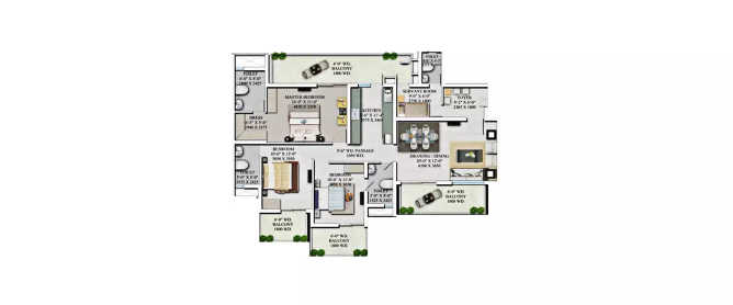 Supertech Montana View Sector 2 Gurgaon - Floor plan 3 BHK 2225 Sq.ft