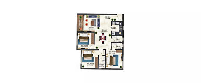 Siddha Great Guarantee Wadala - Floor plan 3 BHK 868 Sq.ft
