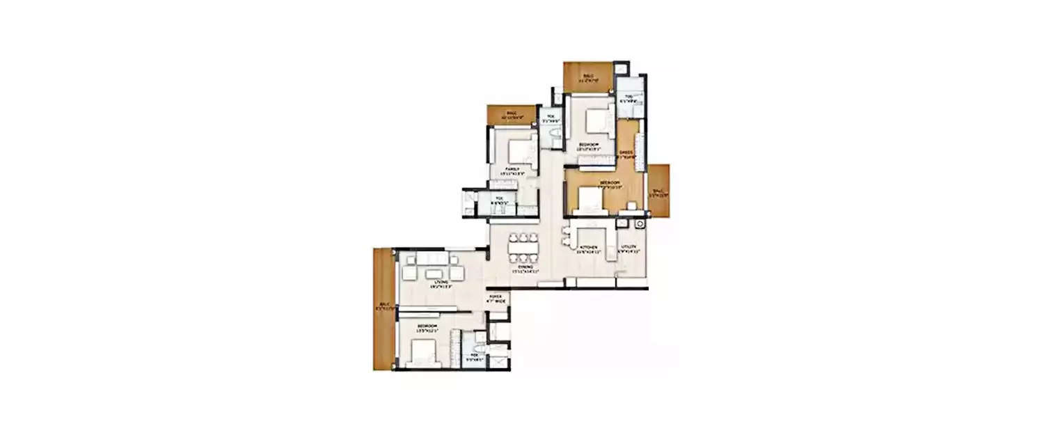 Floor plan for 4 BHK