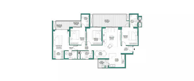Godrej Woods Sector 43 - Floor plan 4 BHK 1276 Sq.ft
