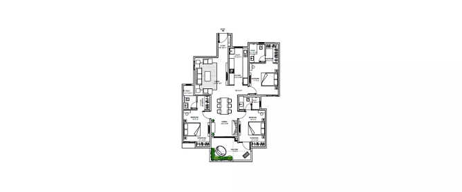 Sun & Sanctum Battarahalli - Floor plan 3 BHK 1129 Sq.ft