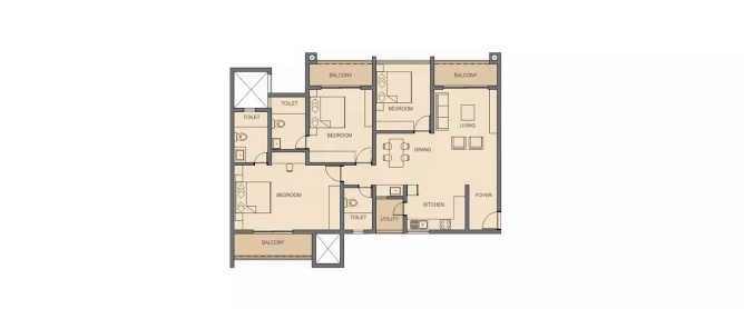 Rohan Avriti Krishnarajapura - Floor plan 3 BHK 1678 Sq.ft