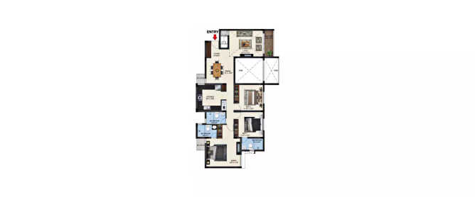 Casagrand Primera Manapakkam - Floor plan 3 BHK 1633 Sq.ft