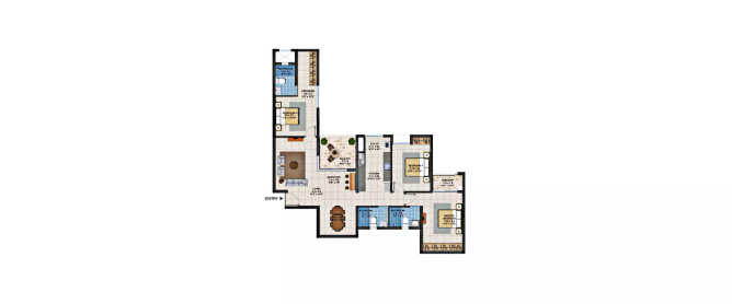 Casagrand ECR14 Signature Kanathur Reddikuppam - Floor plan 3 BHK 1865 Sq.ft