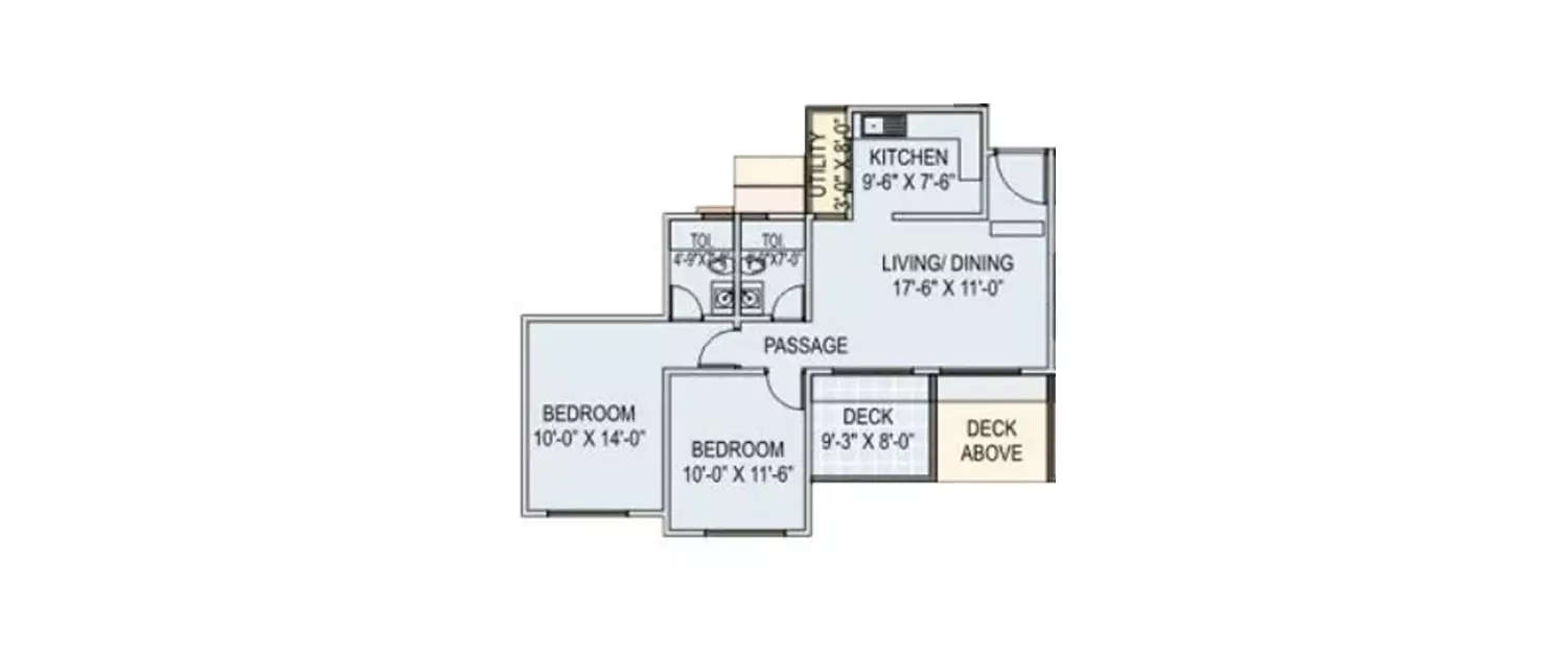 Floor plan for 2 BHK