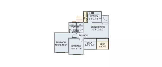 Runwal Euphoria Kondhwa - Floor plan 2 BHK 975 Sq.ft