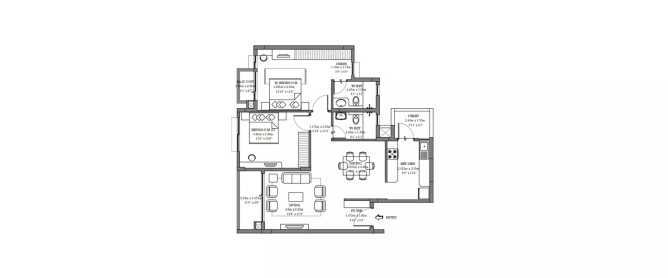 Godrej Life Plus Kanakapura - Floor plan 2 BHK 897 Sq.ft