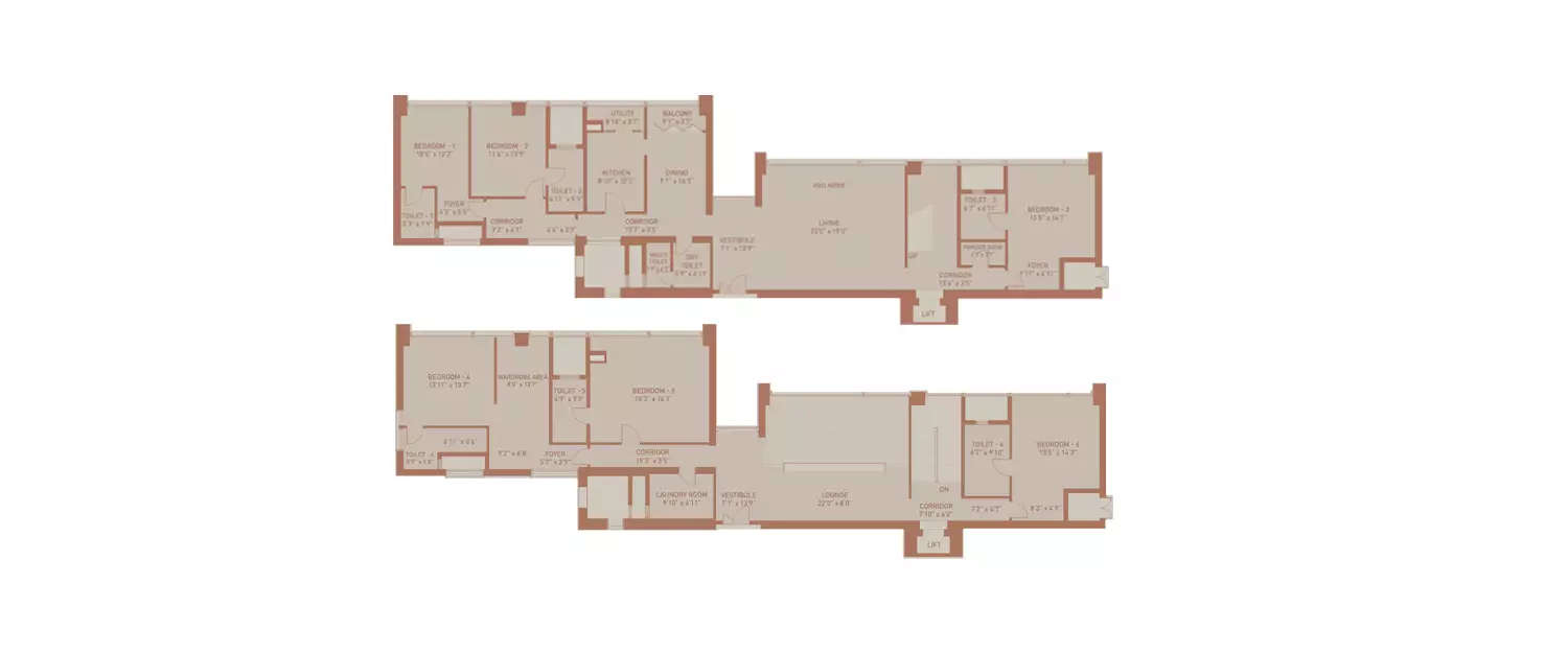 Floor plan for 6 BHK