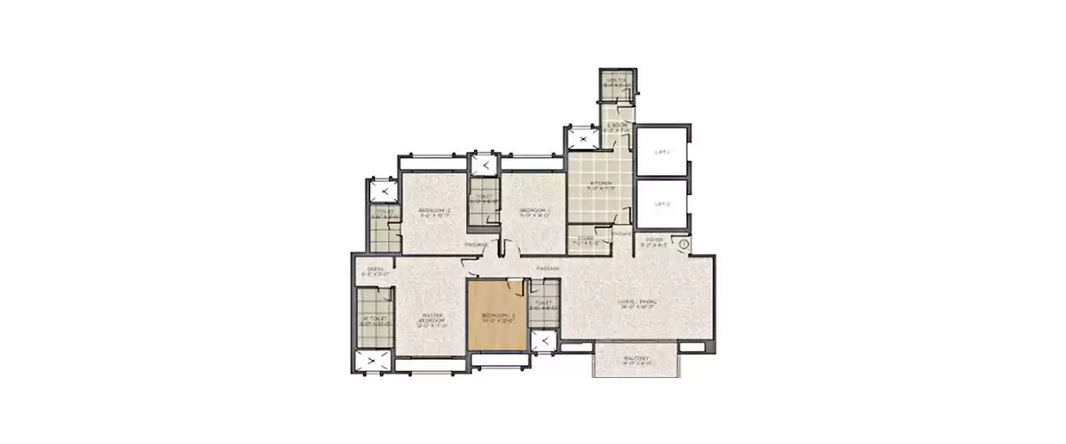 Floor plan for 4 BHK