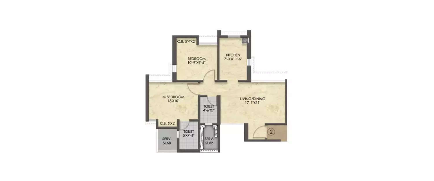 Floor plan for 2 BHK