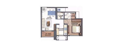 Lodha Codename Central, 1 BHK-444 Sq.ft