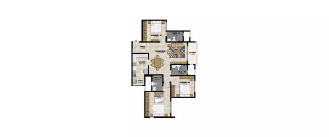 Prestige Park Square Begur - Floor plan 3 BHK 1099 Sq.ft