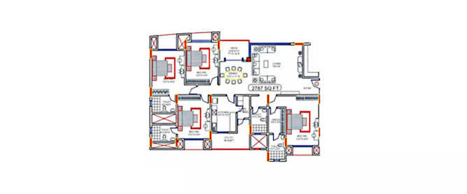 TVH Lumbini Square Purasaiwakkam - Floor plan 4 BHK 2787 Sq.ft
