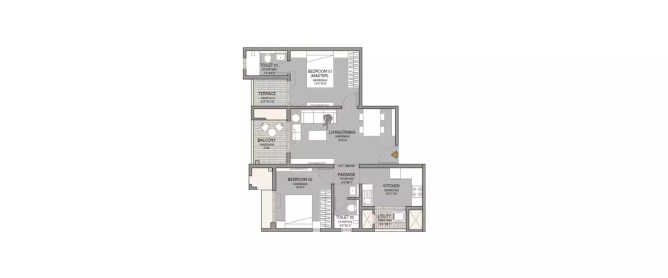 Godrej Hill Retreat Mahalunge - Floor plan 2 BHK 760 Sq.ft
