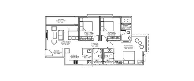 Godrej Nurture Electronic City - Floor plan 3 BHK 920 Sq.ft
