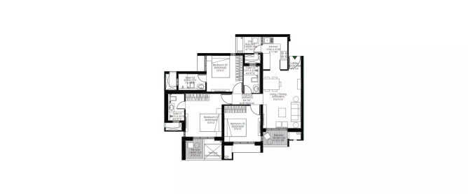 Godrej Meadows Mahalunge - Floor plan 3 BHK 948 Sq.ft