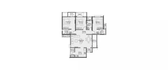 Godrej Nurture Mamurdi - Floor plan 3 BHK 1100 Sq.ft