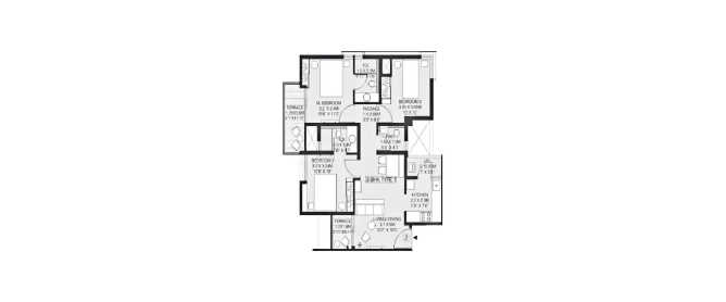 Godrej Greens Undri - Floor plan 3 BHK 621 Sq.ft