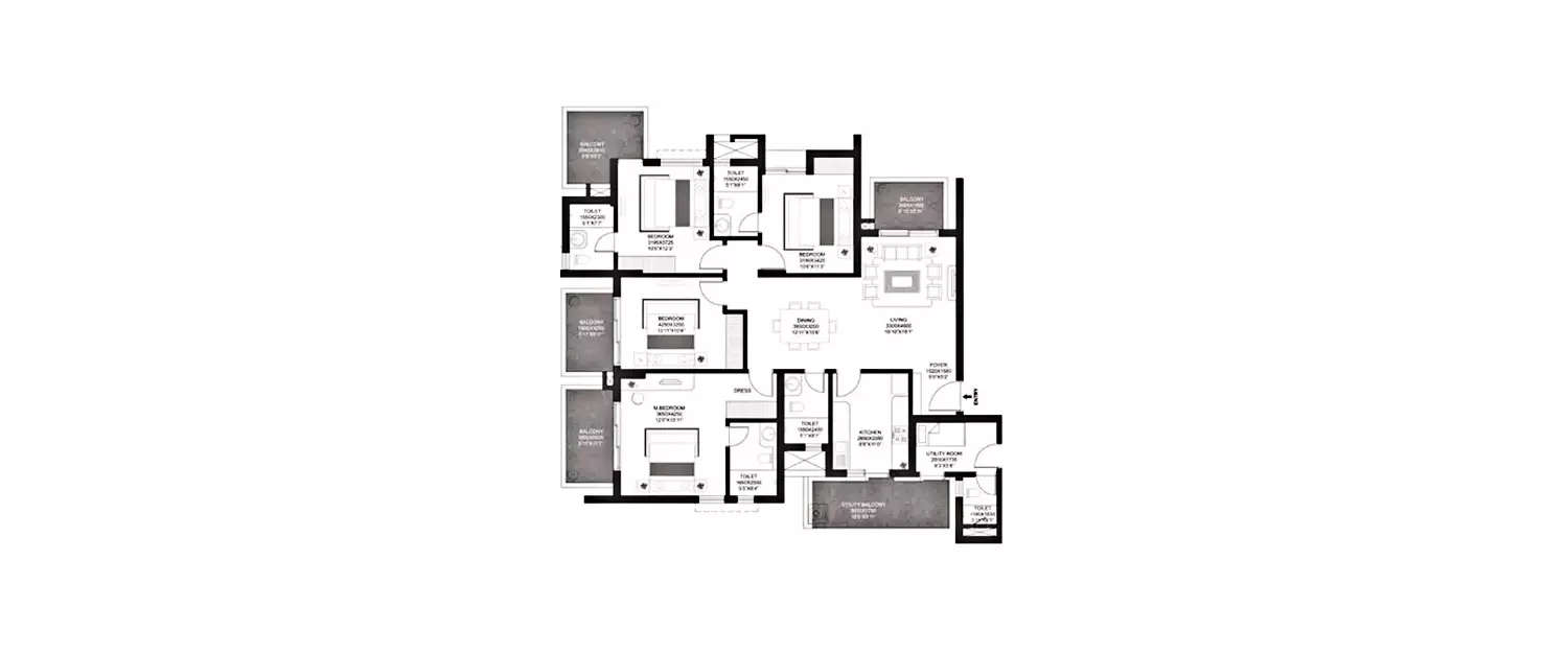 Floor plan for 4 BHK