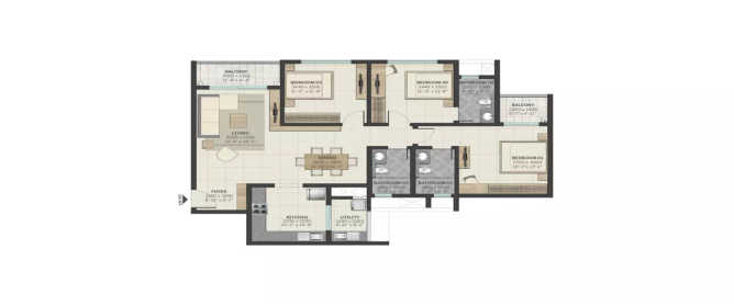 Wadhwa Rhodesia Bhiwandi - Floor plan 3 BHK 1620 Sq.ft