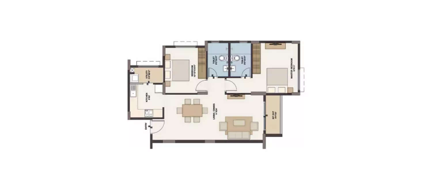 Floor plan for 2 BHK