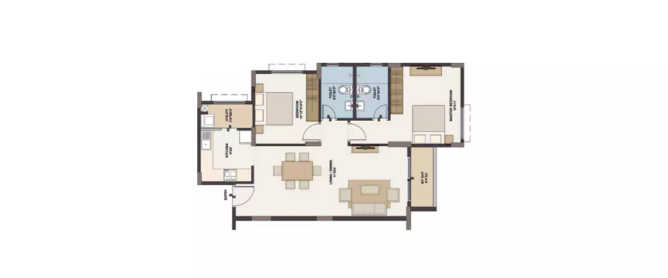 Provident The Tree Herohalli - Floor plan 2 BHK 1021 Sq.ft