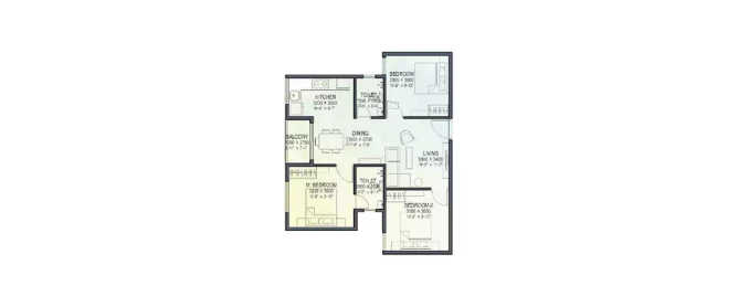 Sowparnika Indradhanush Hoskote - Floor plan 3 BHK 1075 Sq.ft